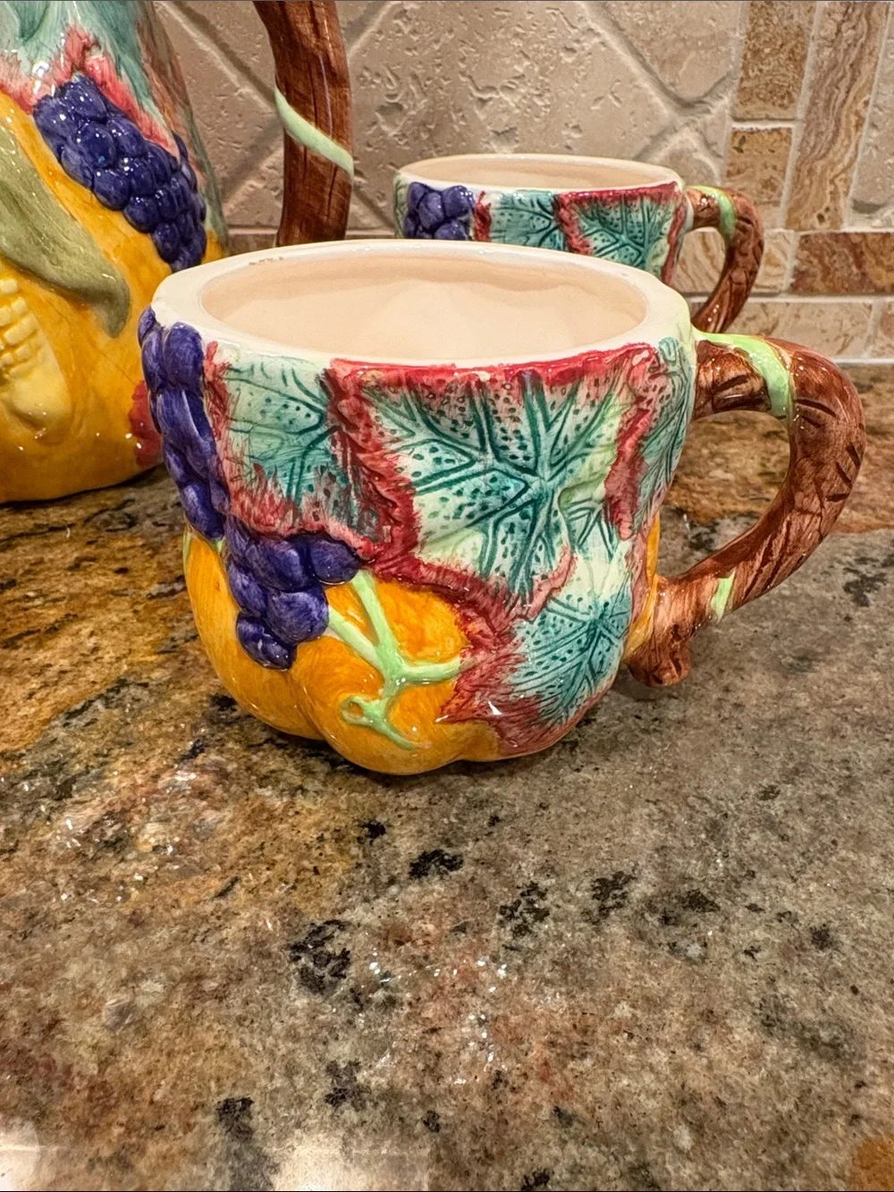 Harvest ceramic pitcher and mugs